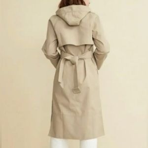Jenni Kayne Belted Raincoat in Khaki Size Small Removable Hood